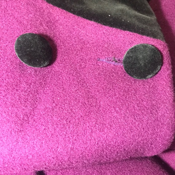 Vintage Long Purple Wool Coat with Pockets - Picture 15 of 16